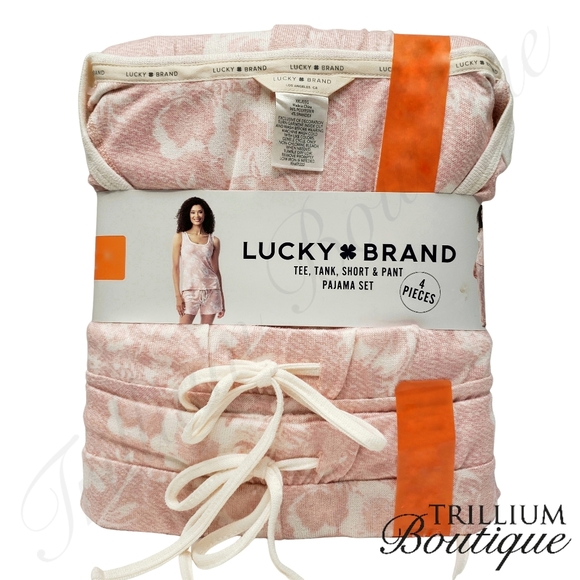 Lucky Brand Women's 4-piece Pajama Set Pink Floral - Picture 4 of 7